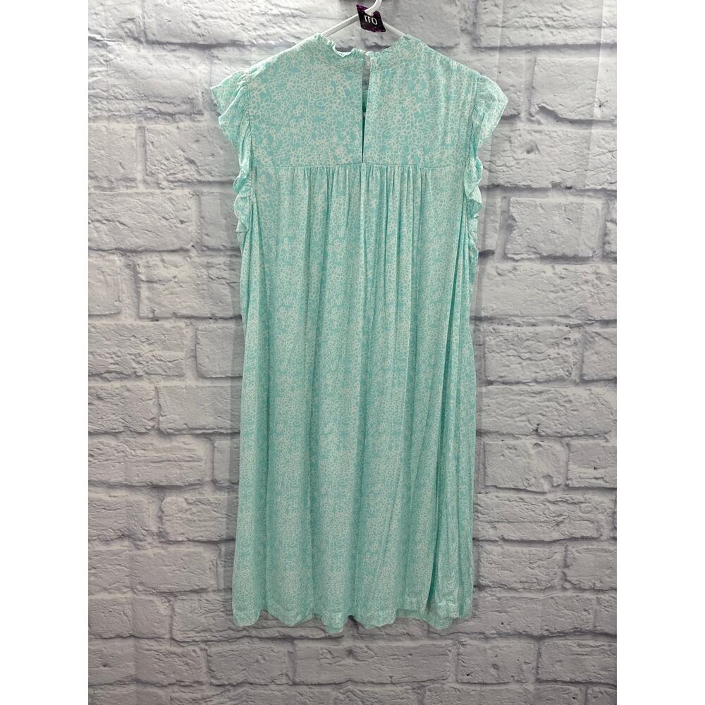 NWT Crown & Ivy Aqua Ditsy Smocked Dress Size L - Picture 5 of 6